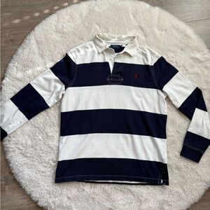 Ralph Lauren Navy and White Striped Polo long sleeve shirt pullover sweater